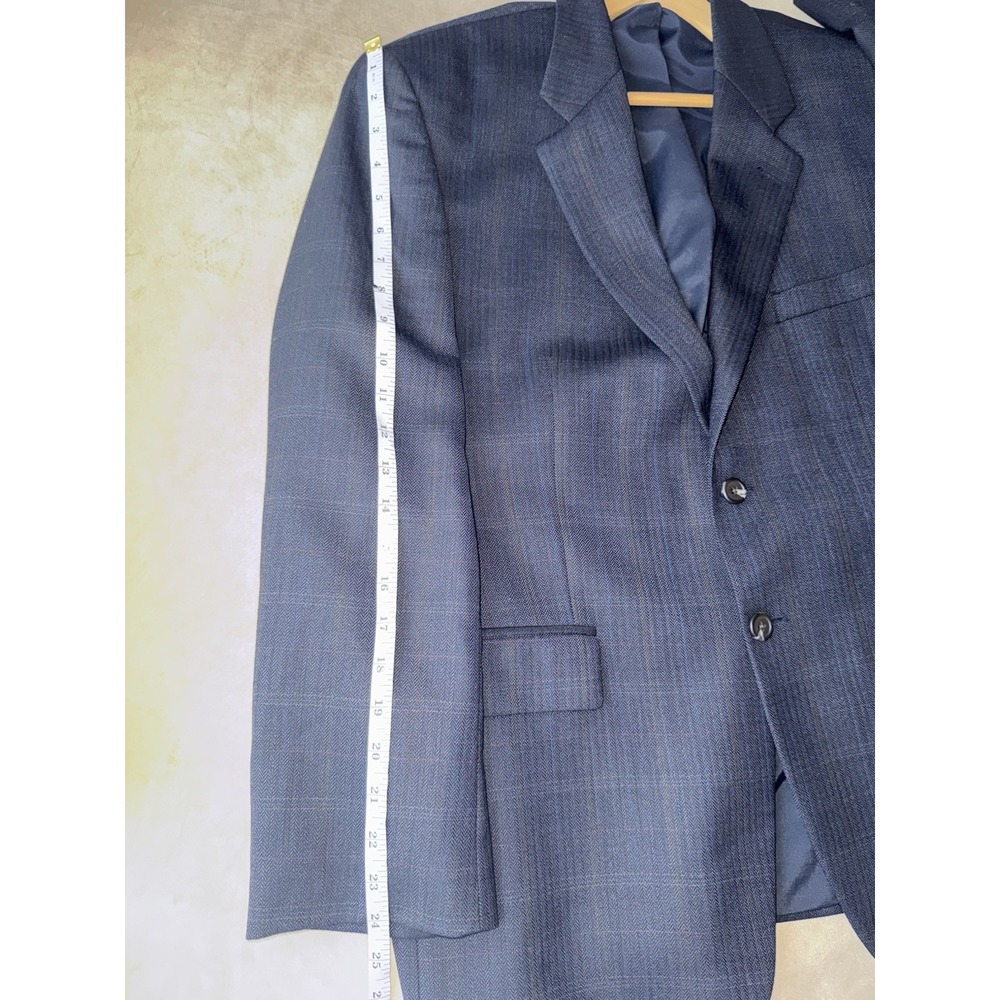 Lauren Ralph Lauren 100% Wool Herringbone Blue Blazer Size 42S - Picture 11 of 16
